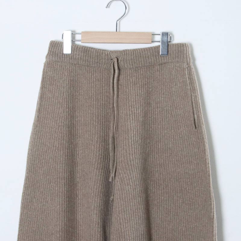 unfil(ե) woolen cotton & ex.fine lambs wool ribbed-knit wide pants