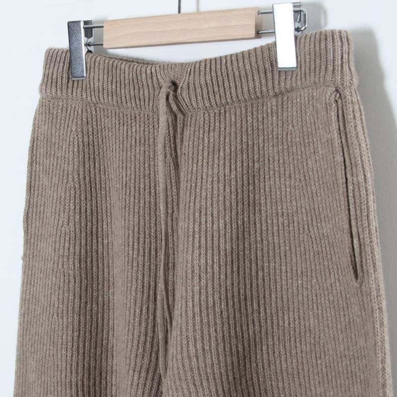 unfil(ե) woolen cotton & ex.fine lambs wool ribbed-knit wide pants