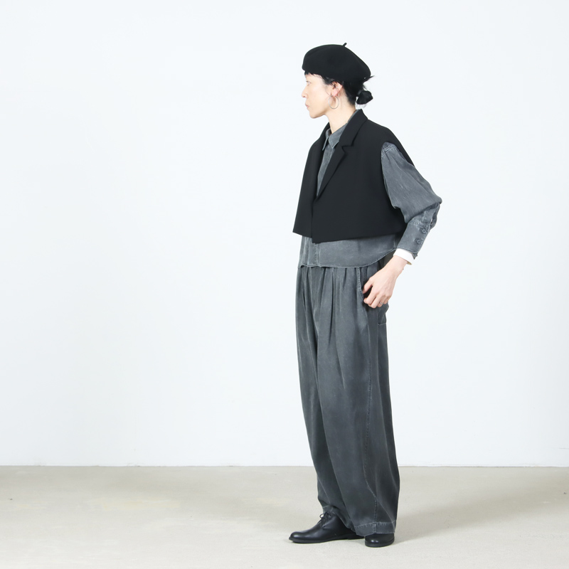 unfil(����ե���) rayon gabardine pigment washed BIG easy trousers