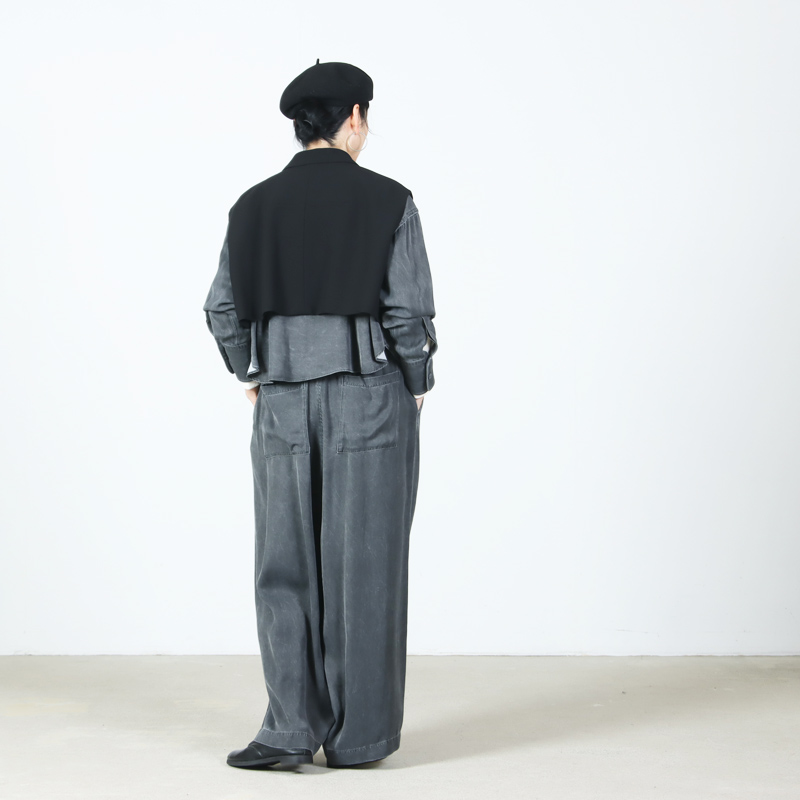 unfil(����ե���) rayon gabardine pigment washed BIG easy trousers