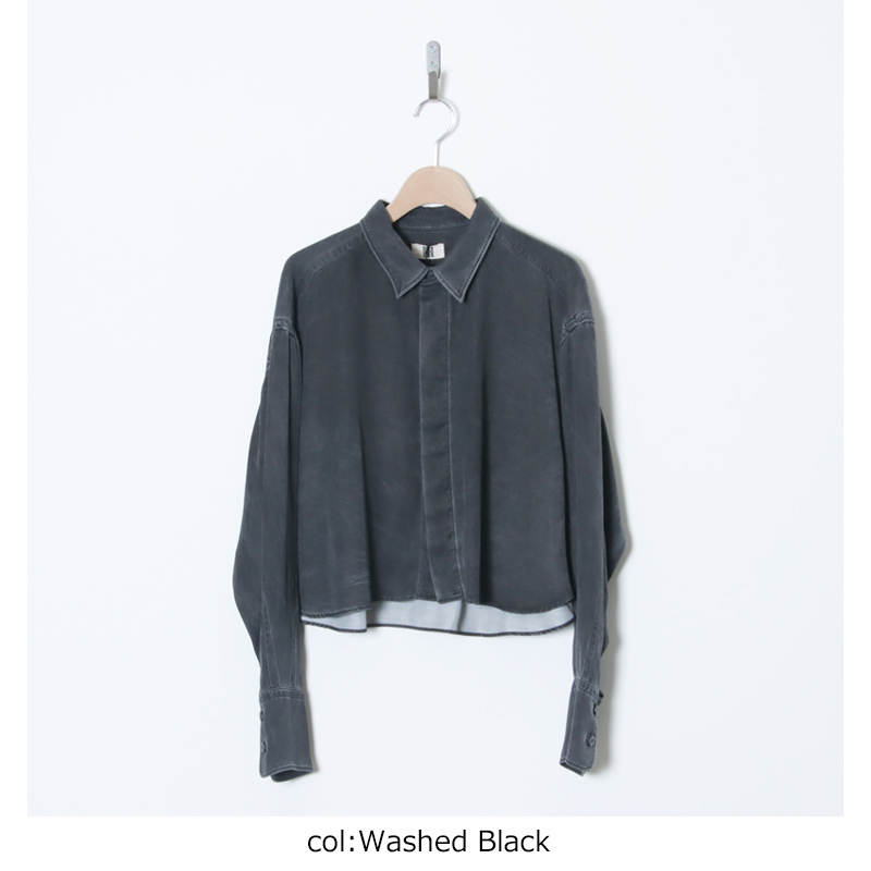 unfil(����ե���) rayon gabardine pigment washed cropped shirt