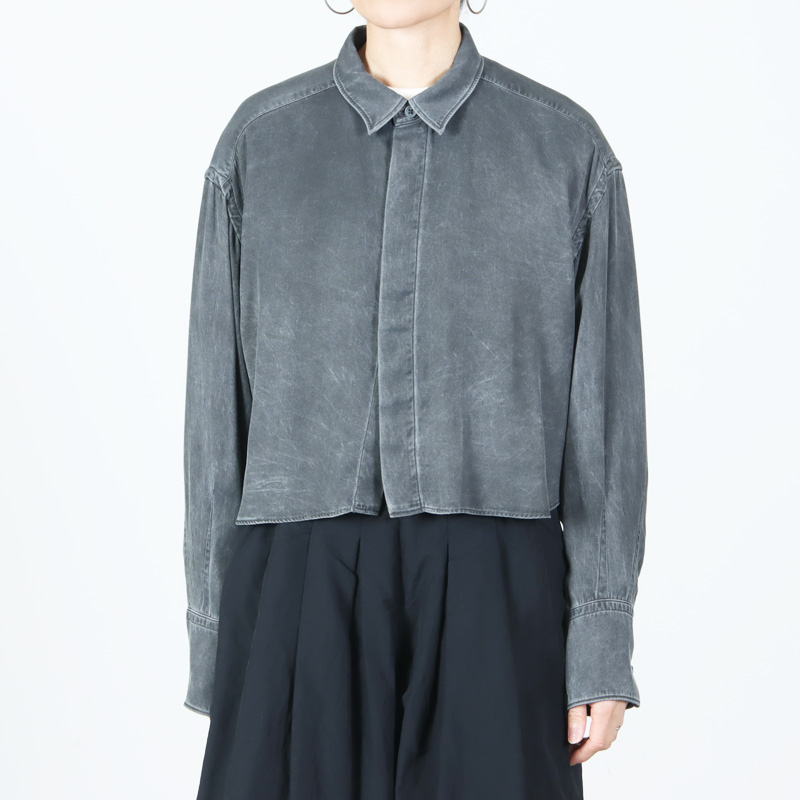 unfil(����ե���) rayon gabardine pigment washed cropped shirt