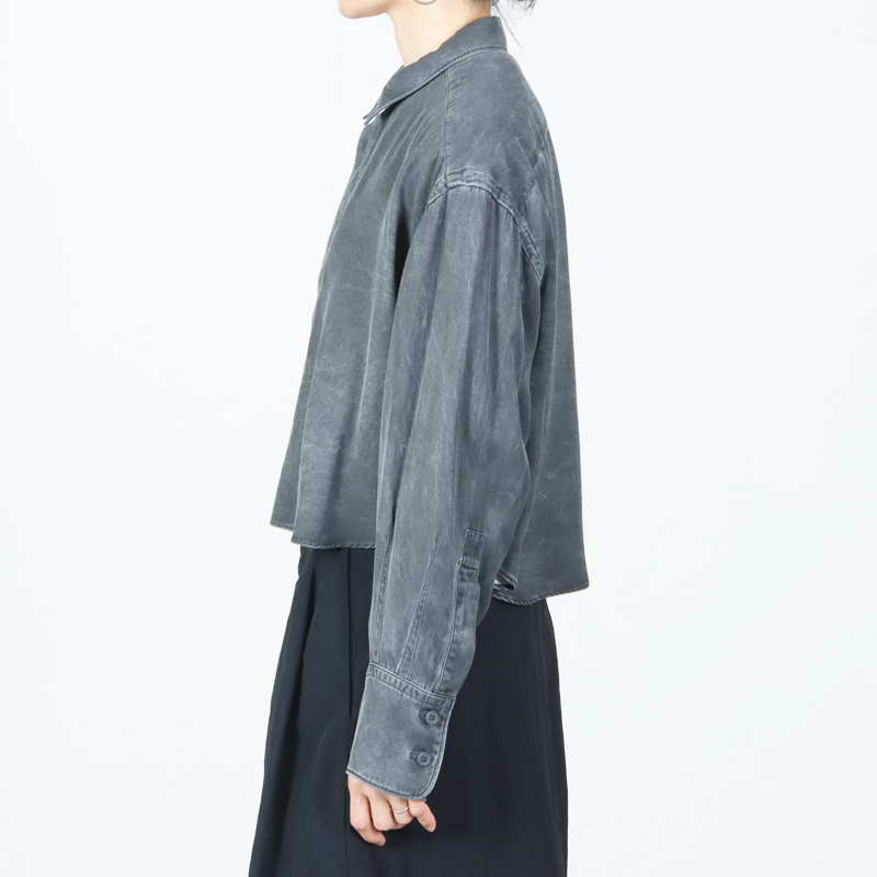 unfil(����ե���) rayon gabardine pigment washed cropped shirt