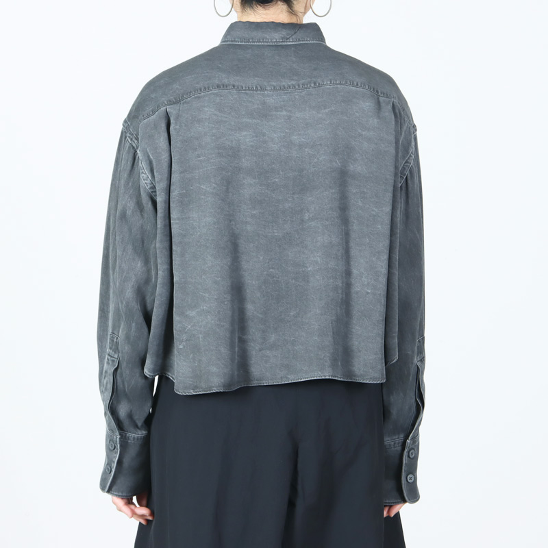 unfil(����ե���) rayon gabardine pigment washed cropped shirt