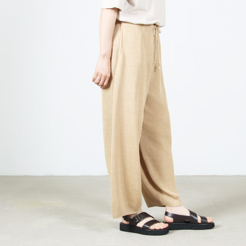 unfil(����ե���) french linen ribbed-knit wide-leg pants