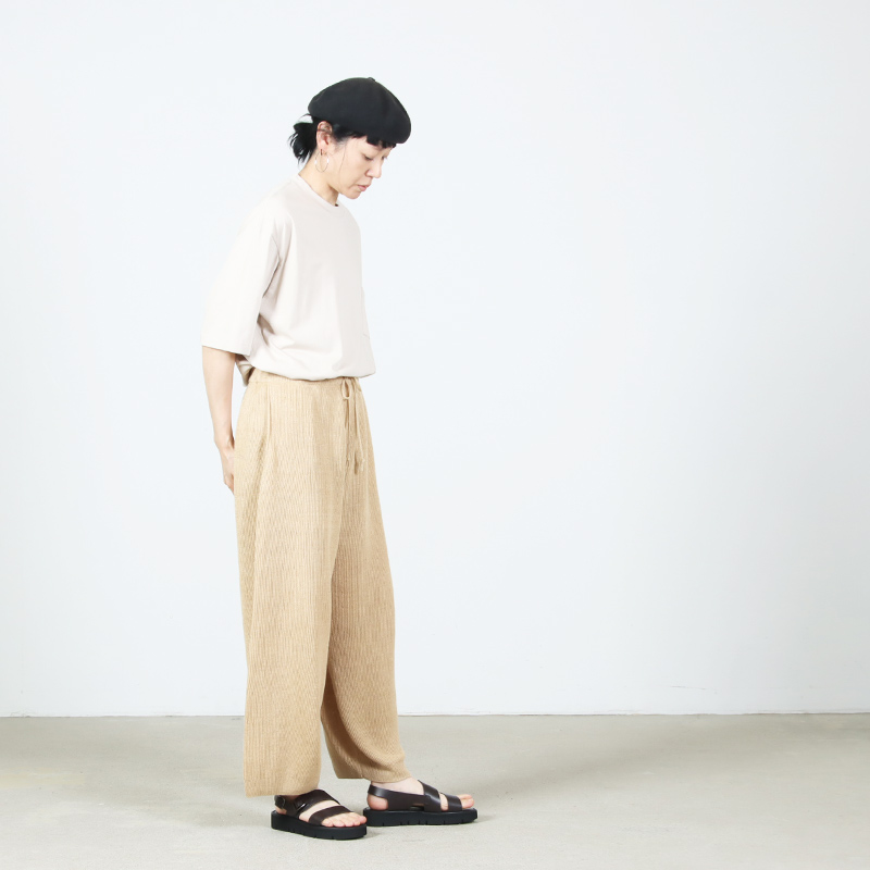unfil(����ե���) french linen ribbed-knit wide-leg pants