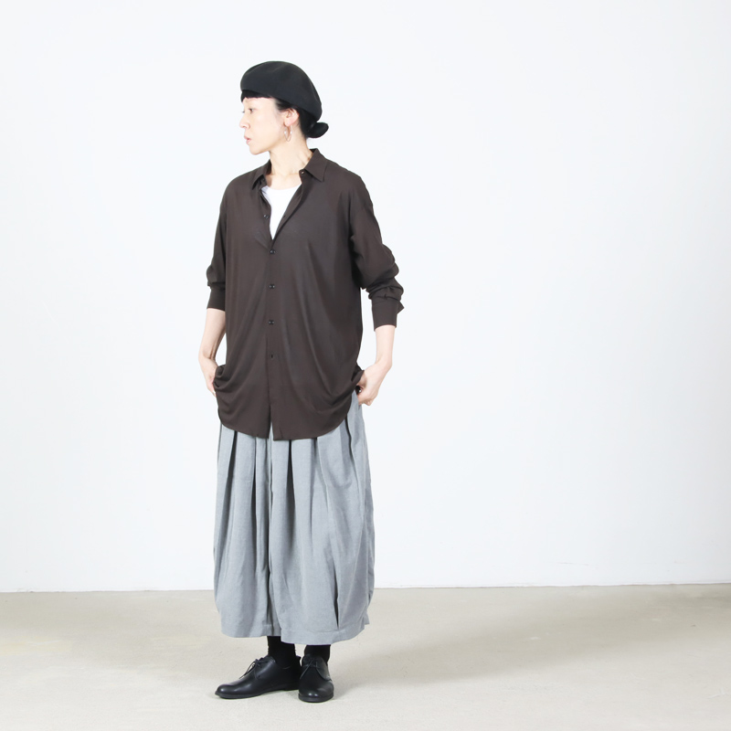 unfil(����ե���) twisted cotton sheer jersey fluid shirt