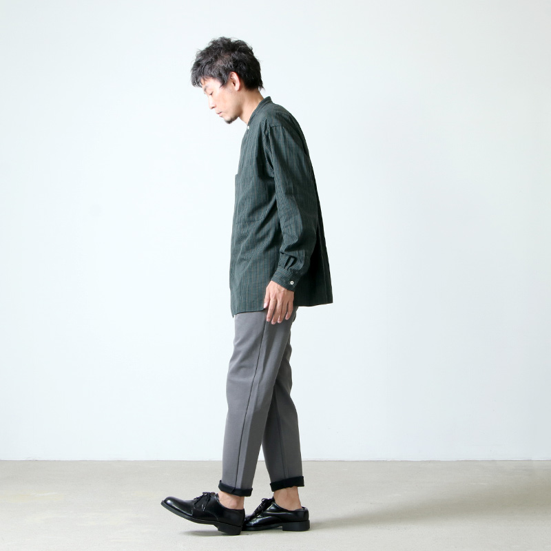 unfil(ե) washed brushed cotton band colloar shirt