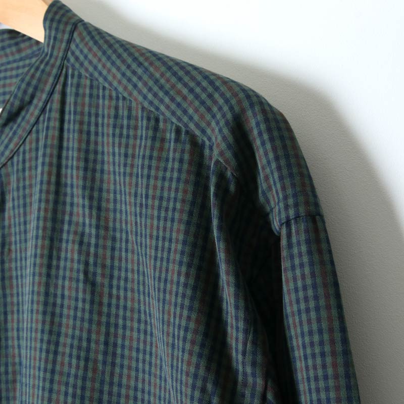 unfil (アンフィル) washed brushed cotton band colloar shirt