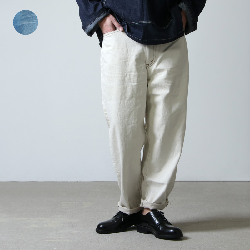 unfil (ե) 12oz cotton denim 5pocket wide tapered pants