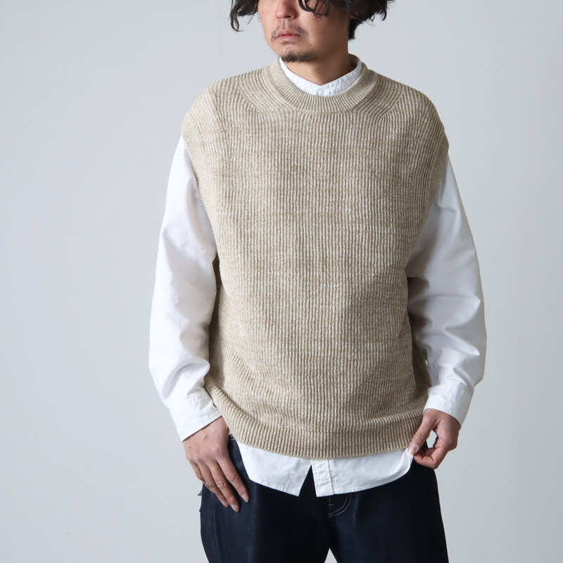 unfil (アンフィル) organic hemp ribbed-knit vest / オーガニック 