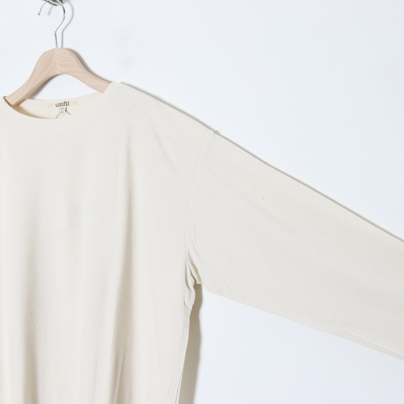 unfil (アンフィル) raw silk plain-jersey long sleeve Tee / ロー