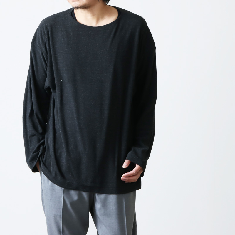 unfil (アンフィル) raw silk plain-jersey long sleeve Tee / ロー