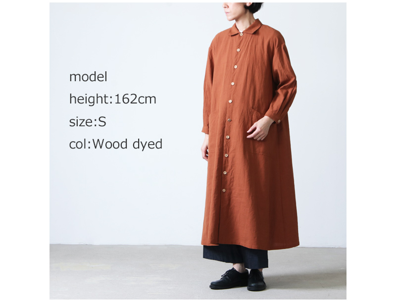 YAECA(䥨) WRITE WORK SHIRT DRESS wood-dyed