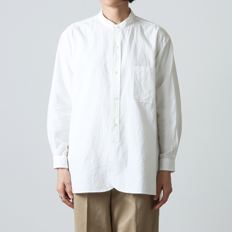 100％品質 YAECA◇WRITE/BUTTON SHIRT COLLAR/M/コットン/アイボリー