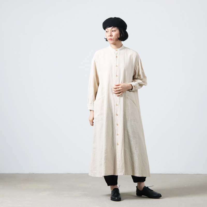 YAECA (ヤエカ) WRITE STAND COLLAR WORK SHIRT DRESS / ライトスタンドカラーワークシャツドレス