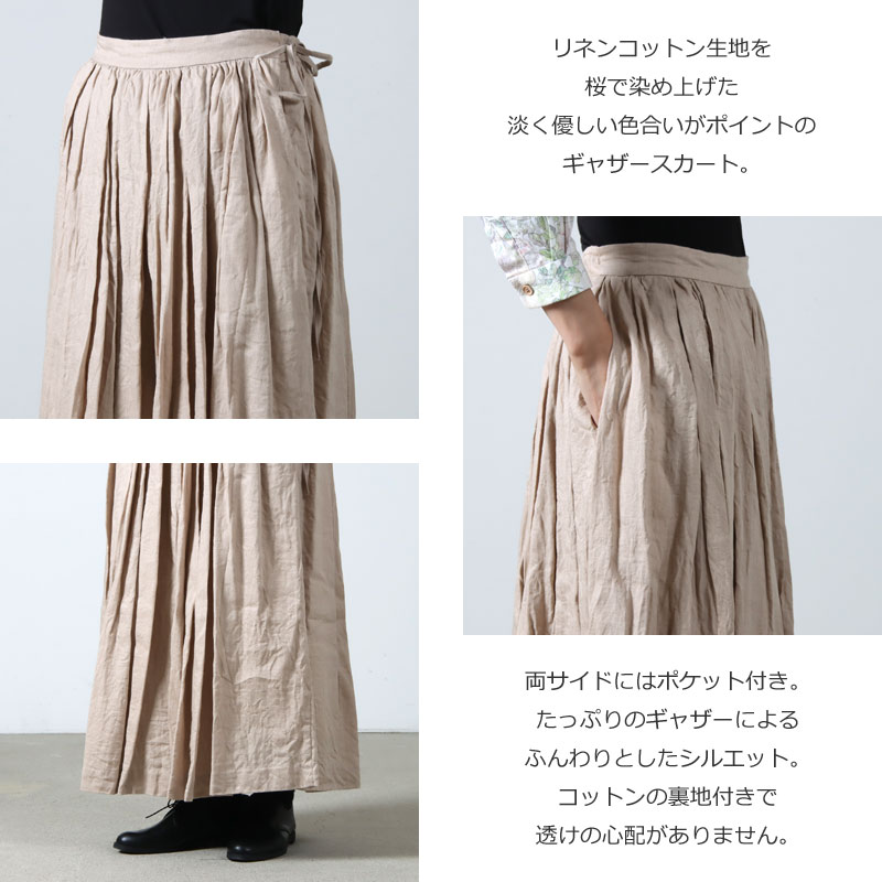YAECA (ヤエカ) WRITE GATHER SKIRT COTTON LINEN / ギャザースカート